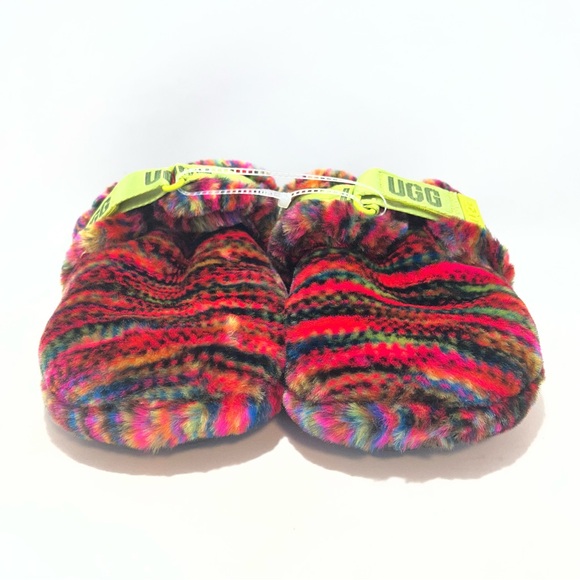 UGG Fluff It Pixelate Slide Slippers Men’s US 10 Multicolor Faux Shearling NWT main image 5